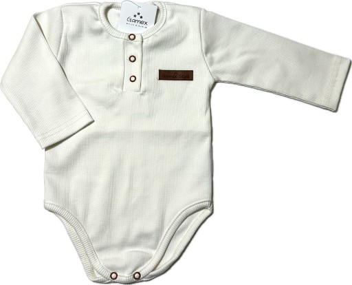 Gamex Body bawełniane dla chłopca POLO Prążki ECRU Polska bawełna! r. 68