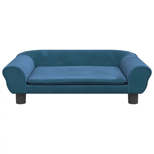Mini Sofa dla Dzieci - Niebieska, Aksamit, 70x45x26 cm