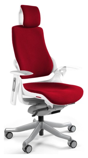 Fotel Ergonomiczny ERGOSTYLE Czerwony Obrotowy Tkanina Biurowy Biały Wysoki