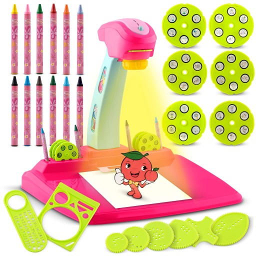 Projektor do rysowania RicoKids różowy z 36 obrazkami 3 lata +