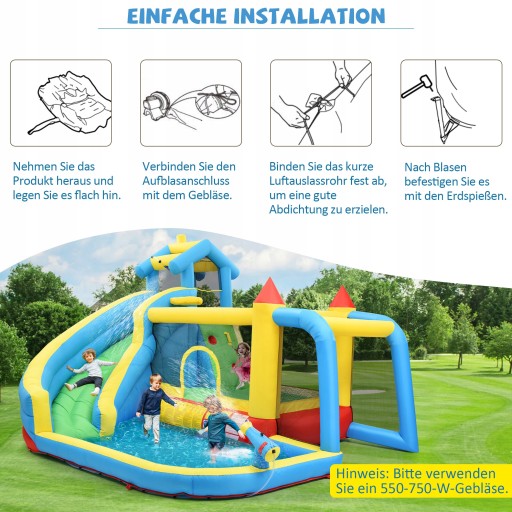 Nadmuchiwany plac zabaw dla dzieci z trampoliną i dmuchawą, ogromny park wodny 5w1, idealny na prezent