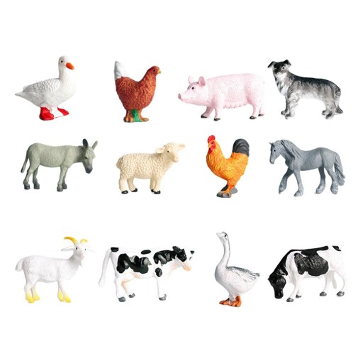 12x Miniaturowych Figur Zwierząt Gospodarskich Symulacja Zestaw do Mikro
