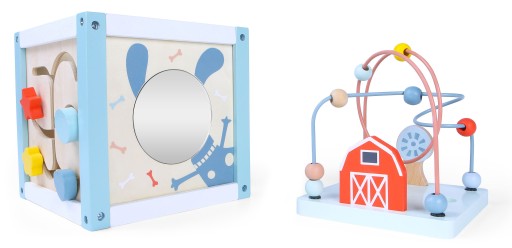 ECOTOYS Drewniana kostka edukacyjna sorter +klocki