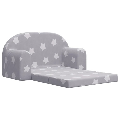Miękka Sofa Dla Dzieci 2-osobowa Pluszowa Jasnoszary 84x45x34-90cm