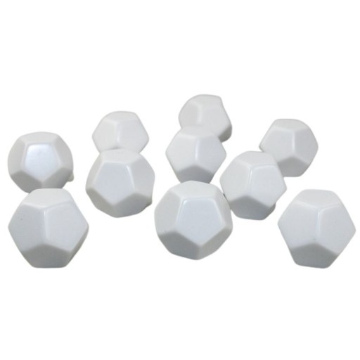 Kostki do gry Chessex K12 Blank białe 10 sztuk