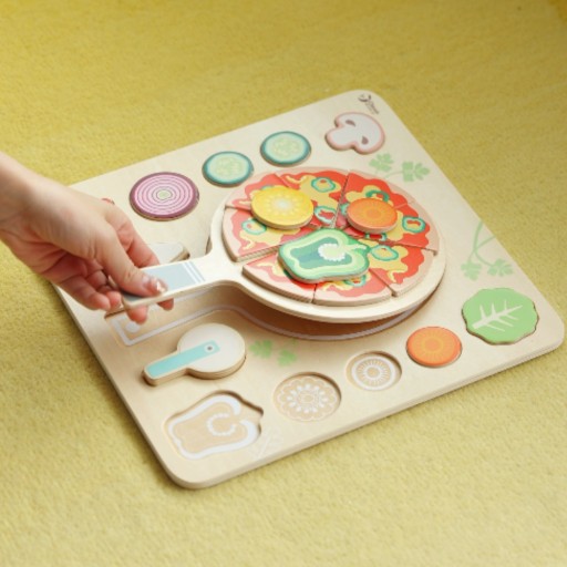 PIZZA DO KROJENIA DREWNIANA KLOCKI PUZZLE EDUKACYJNE KUCHNIA CLASSIC WORLD