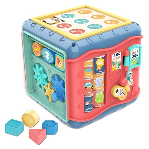 KOSTKA EDUKACYJNA 8w1 SORTER UKŁADANKA 313105SENSORYCZNA SZEŚCIAN DLA DZIE