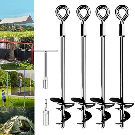 4szt Śledzie do Namiotu Szpilki Wkręcane Długie 27cm Metalowe Zestaw