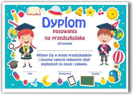 Dyplom pasowanie na przedszkolaka wz2 a4 10szt PR 70