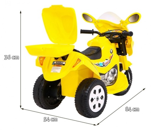 Motorek Trójkołowy BJX-088 elektryczny dla najmłodszych Żółty Dźwięki