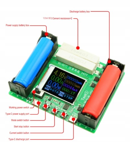 Zdjęcie oferty: 18650 ładowarka tester miernik ogniw Li-ion LCDRez