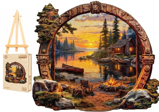 PUZZLE DREWNIANE DUŻE 250 ELEMENTÓW W DREWNIANYM PUDEŁKU WSCHÓD SŁOŃCA
