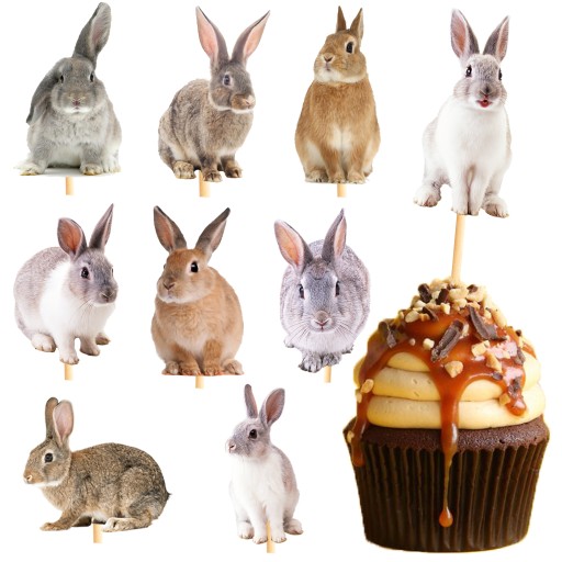 TOPER NA TORT TOPPER KRÓLIKI WIELKANOC OZDOBA BABECZKI MUFFINKI DEKORACJA