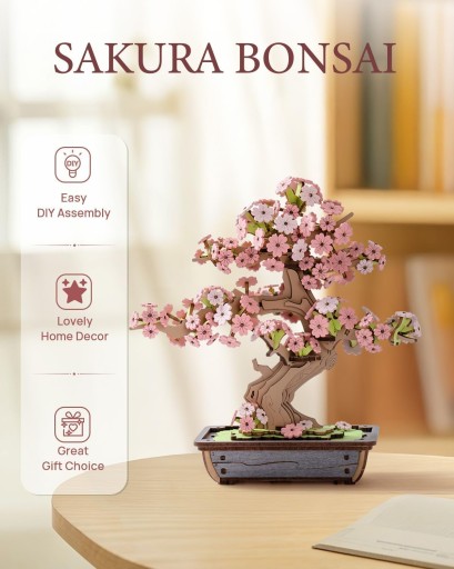 PUZZLE 3D DREWNIANE DRZEWKO BONSAI SKAURA MODEL DEKORACYJNY DO SKŁADANIA