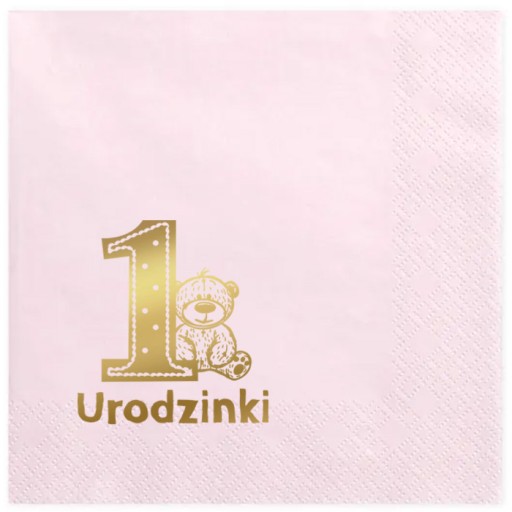 Serwetki Różowe na 1 Urodzinki Miś Roczek Urodziny