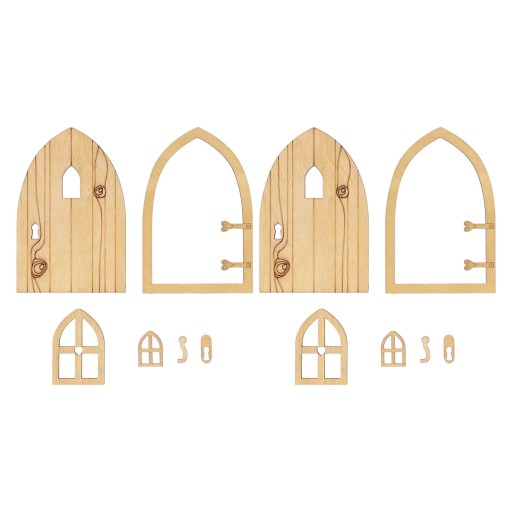 2 zestawy 1:12 Dollhouse Ogród drzwi wiejskie drewniane okno TK