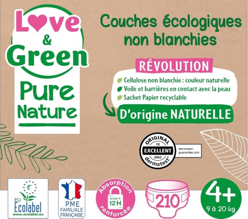 Pieluszki Love&Green Pure Nature Rozmiar 4+ 210 szt.