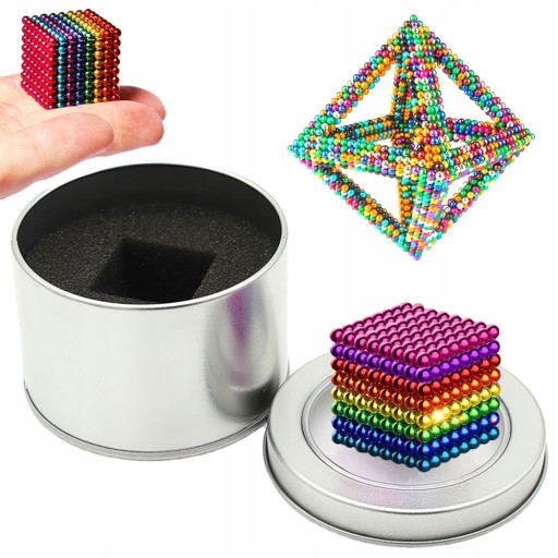 512 MAGNETYCZNE KULKI KOSTKA 3D GEOMETRYCZNA ŁAMIGŁÓWKA ANTYSTRES ZABAWKA