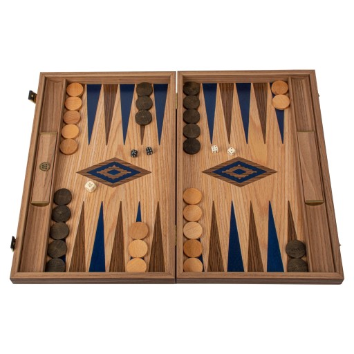 Ekskluzywny Backgammon Manopoulos - Dąb i Orzech Amerykański - 48 x 30 cm