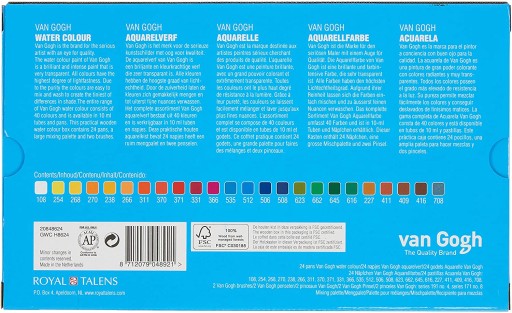 Talens Van Gogh Farby akwarelowe 24x10ml drewno