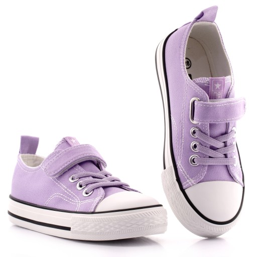 KIDS CLUB TRAMPKI BUTY DZIECIĘCE TENISÓWKI NA RZEPE LILIOWE 8100 26