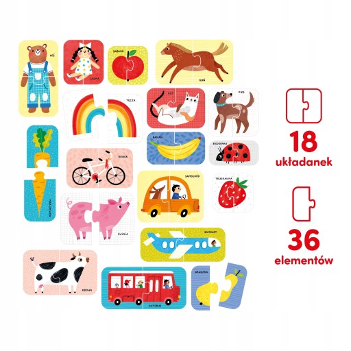 Puzzle 36 el. Bright Junior Media z książką aktywizującą dla dzieci 16 m +