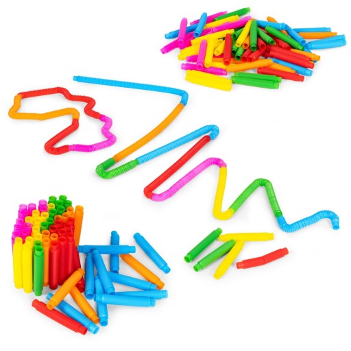 Kolorowe rurki sensoryczne pop tube dla dzieci tuby antystresowe 60szt