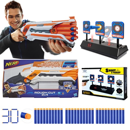 Nerf Rough Cut + tarcza elektyczna 30x strzałki