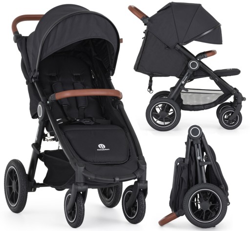 WÓZEK SPACEROWY PetiteMars Street 2 AIR STELAŻ KLAMRA OAK PERFECT BLACK