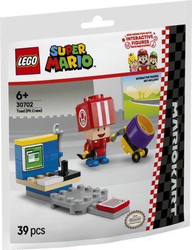 Saszetka Polybag klocki LEGO Super Mario 30702 Mario Kart – Toad (Pit Crew)