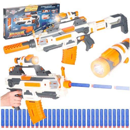 WYRZUTNIA KARABIN NA STRZALKI PIANKOWE BLASTER MODULAR 4W1 + 30 STRZALEK