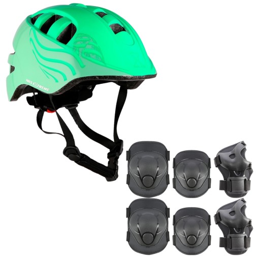 Kask Rowerowy Dziecięcy Z Regulacją + Ochraniacze Komplet Na Deskorolkę XS
