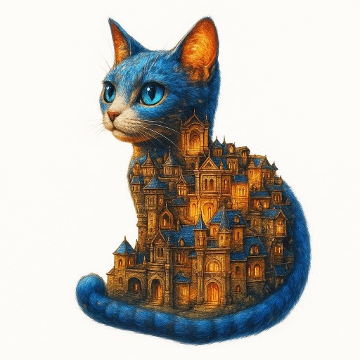 PUZZLE DREWNIANE KOT MIASTO 94EL 22CM