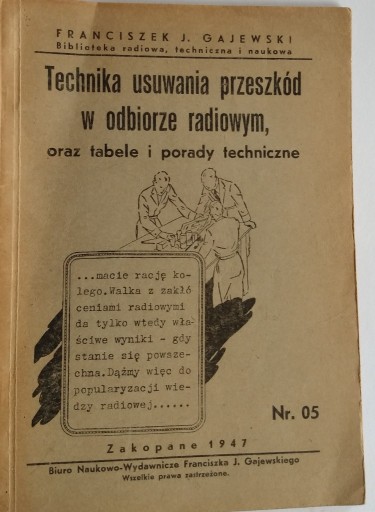 Zdjęcie oferty: Radio 1947 rok technika usuwania przeszkód...