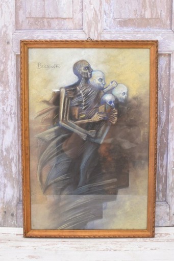 Zdjęcie oferty: Beksiński - Pastel na Kartonie za Szkłem - Stary Obraz