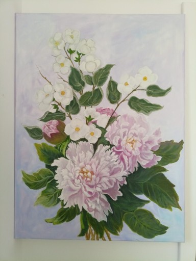 Zdjęcie oferty: Kwiaty, obraz olejny. Wymiary 80x60 .