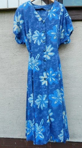Zdjęcie oferty: Długa niebieska sukienka maxi w kwiaty 42/XL