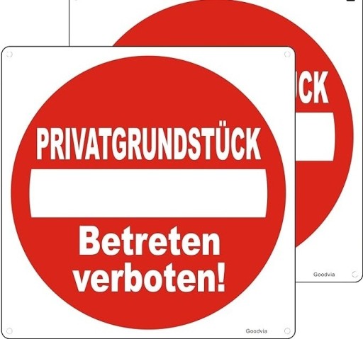 Zdjęcie oferty: znaki teren prywatny, język niemiecki