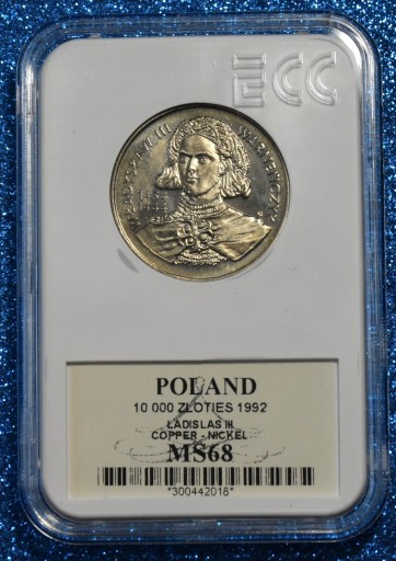 Zdjęcie oferty: 10000 zł WŁADYSŁAW III WARNEŃCZYK 1992 MS68