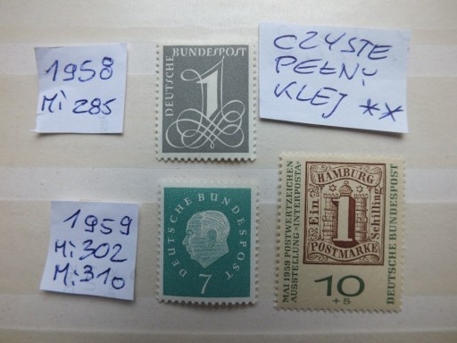Zdjęcie oferty: 3szt. znaczki Mi285 ** Niemcy 1958 BERLIN RFN BRD