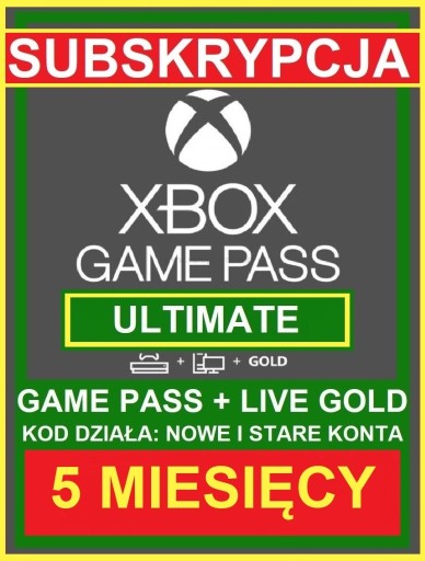 Zdjęcie oferty: Game Pass ULTIMATE 5 miesięcy KOD na własne konto
