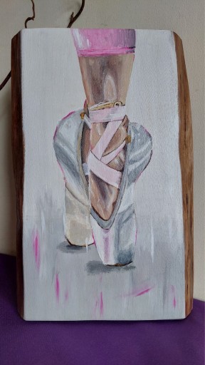 Zdjęcie oferty: Baletki, obraz malowany na drewnie, rękodzieło 