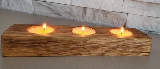 Zdjęcie oferty: Dębowy potrójny świecznik ręcznie robiony tealight