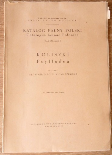 Zdjęcie oferty: Katalog fauny Polski Koliszki Psyllodea