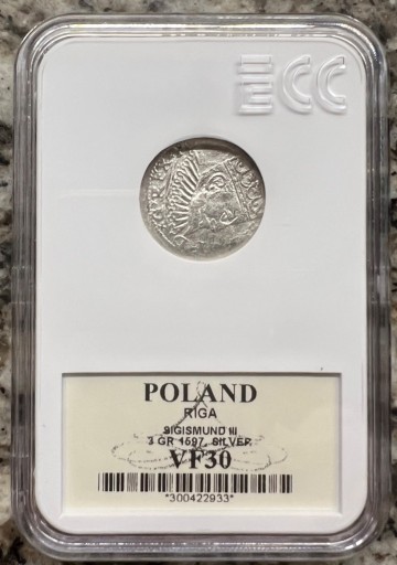 Zdjęcie oferty: Moneta Zygmunt III - Trojak 1597 RIGA - GCN VF30