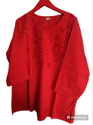 Zdjęcie oferty: Krótka tunika z Indii, czerwona, 100% bawełna, XL