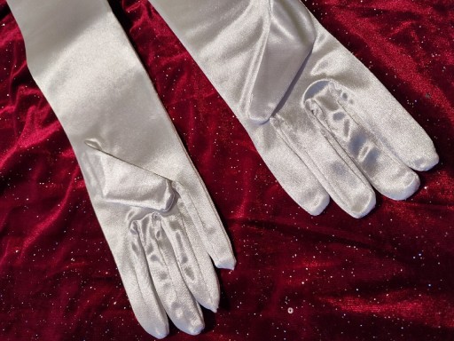 Zdjęcie oferty: Rękawice długie damskie białe ślubne retro Gatsby 
