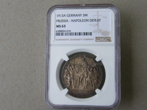 Zdjęcie oferty: Niemcy 3 marki 1913A   NGC   MS63   