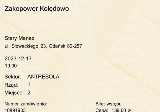 Zdjęcie oferty: Bilety Zakopower Kolędowo