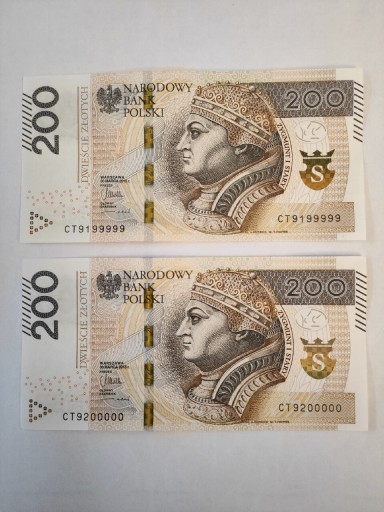 Zdjęcie oferty: Banknoty 200 zł seria CT, kolejne numery